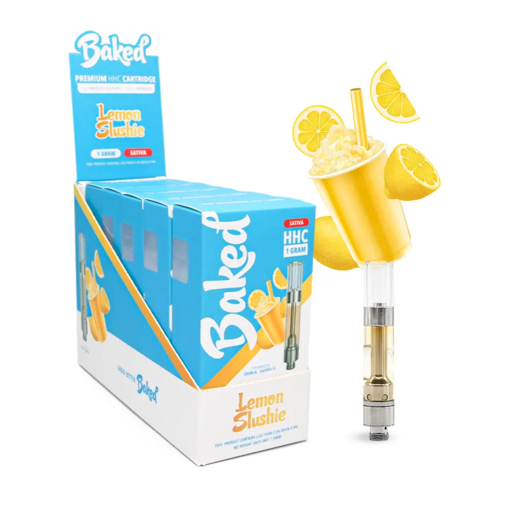 Lemon Slushie Sativa HHC Vape Cartridge - Baked HHC 5 Pack - Distromike Wholesale