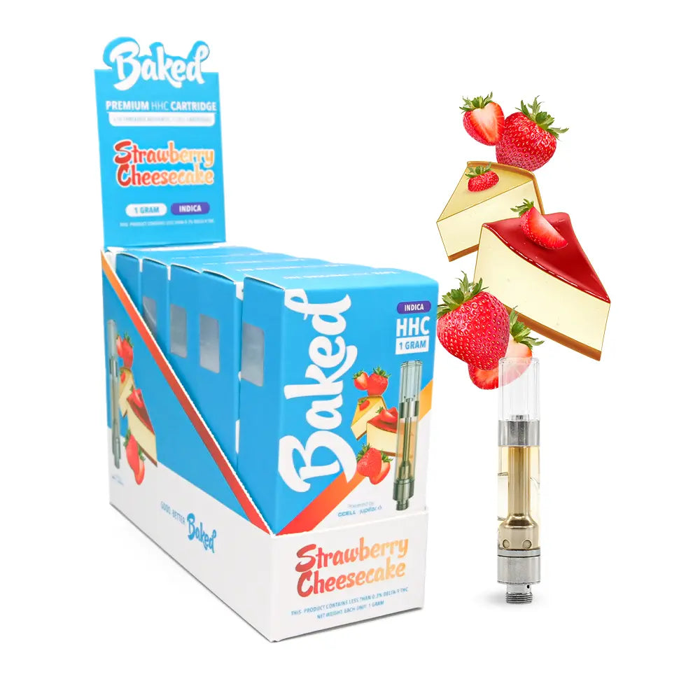 Strawberry Cheesecake HHC Vape Cart - Indica Vape Cart - Baked HHC - DistroMike Wholesale 12 pack.