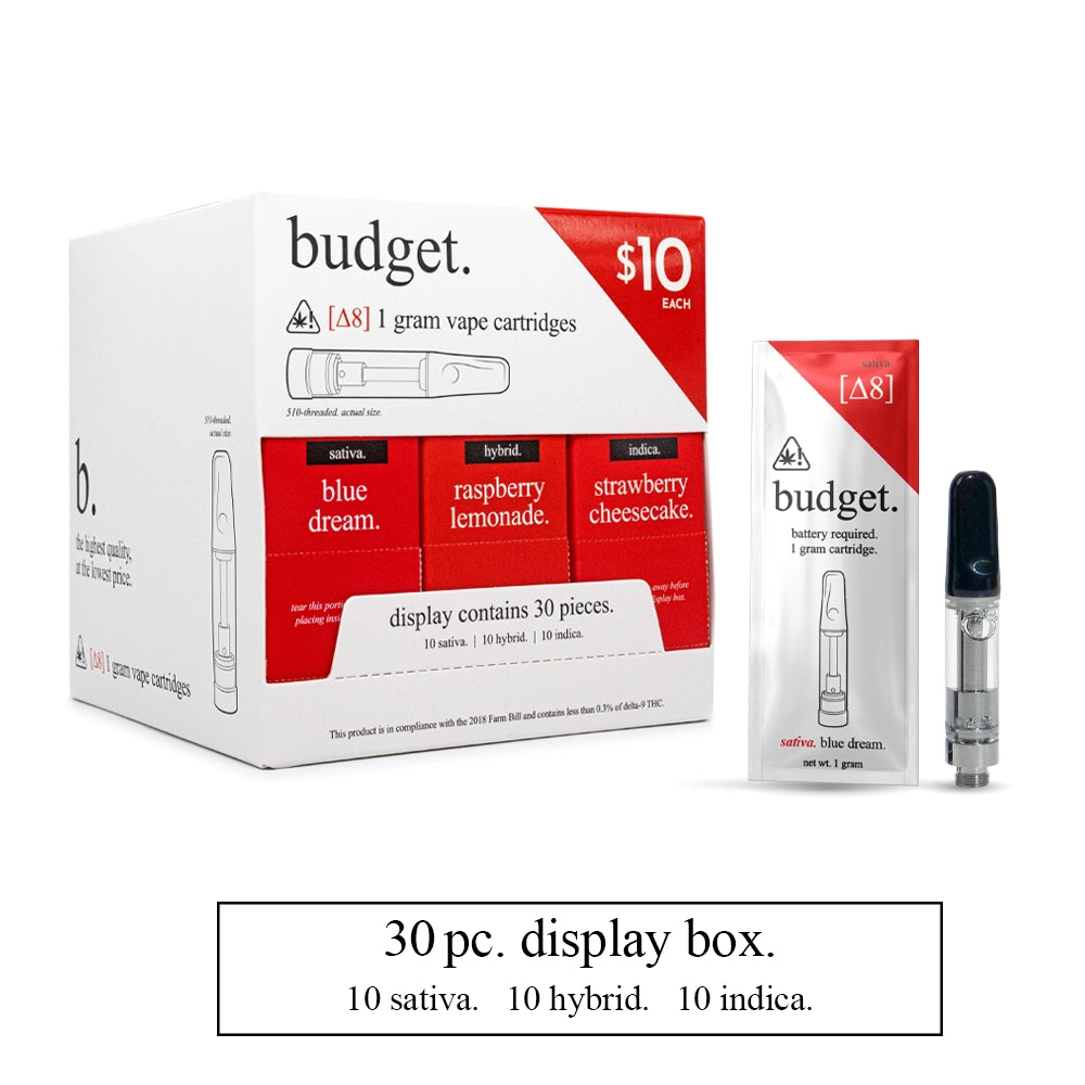 30pc Starter Box Delta-8 THC 1 Gram Vape Cartridges by budget