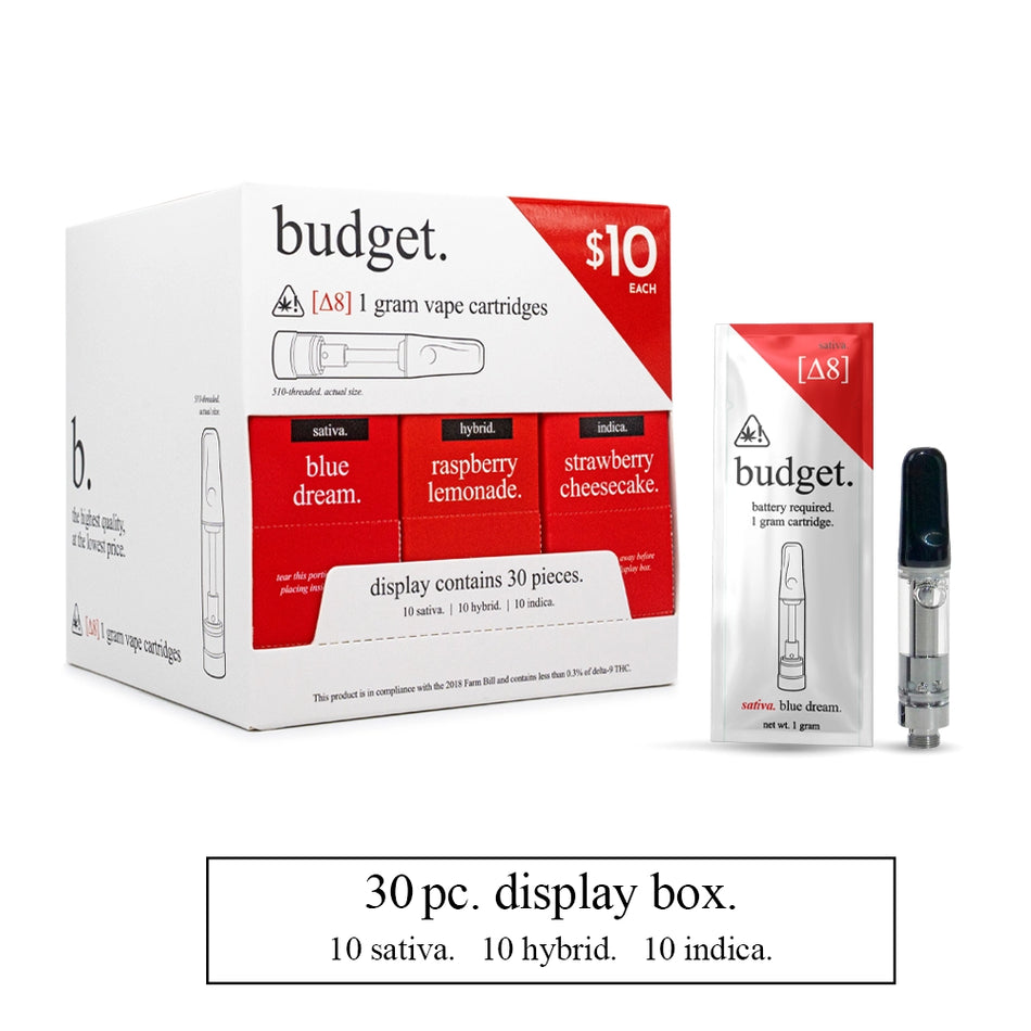 30pc Starter Box Delta-8 THC 1 Gram Vape Cartridges by budget