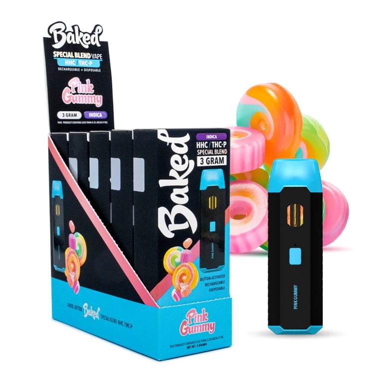 Pink Gummy Indica - 5 Pack - Baked THCP HHC Blend - DistroMike Wholesale