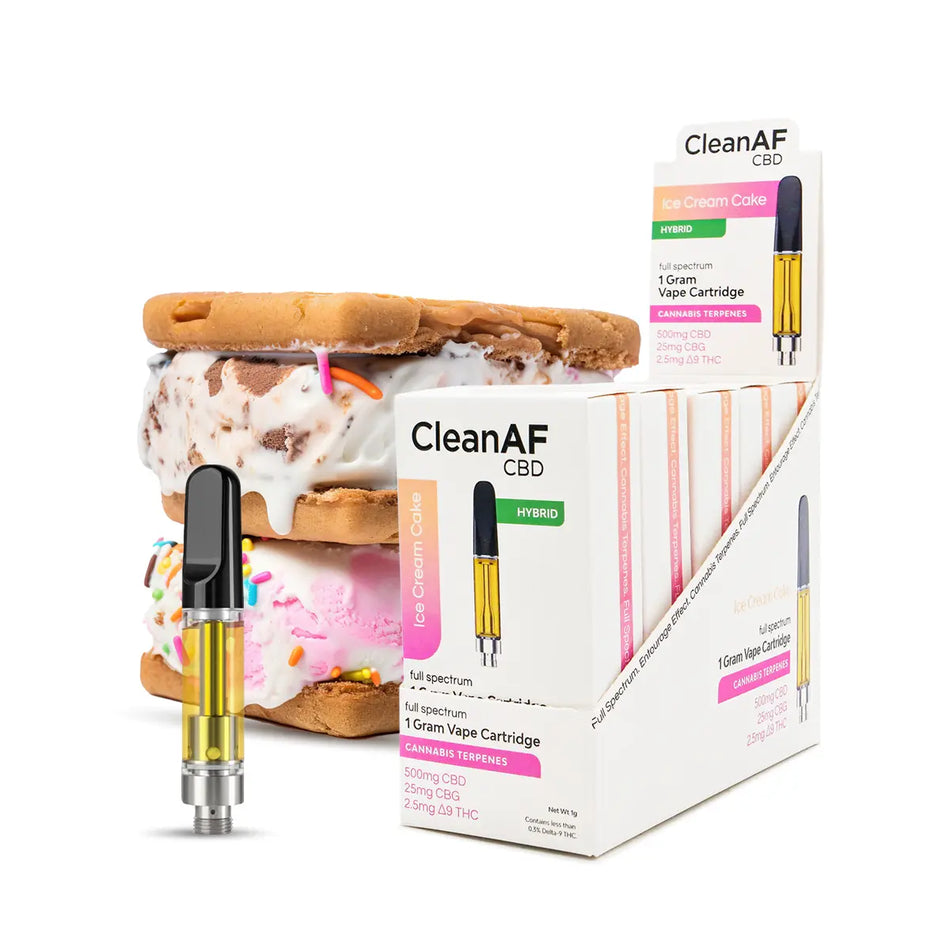 1G CleanAF CBD FS Cartridge | Ice Cream Cake - Hybrid (5 Pack)