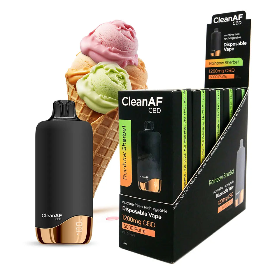 Rainbow Sherbet CBD Vape Pen 5 Pack - CleanAF CBD