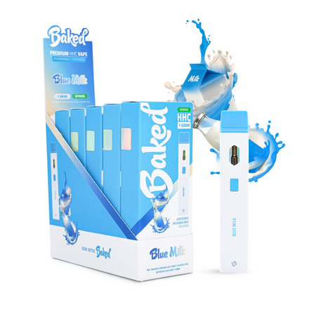 HHC Vape Pen - Blue Milk Hybrid Vape - Baked HHC - DistroMike Wholesale 5 Pack
