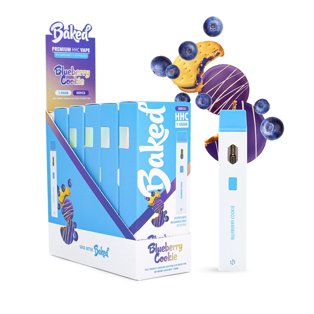 HHC Vape Pen - Blueberry Cookie Indica Vape - Baked HHC - DistroMike Wholesale 5 Pack