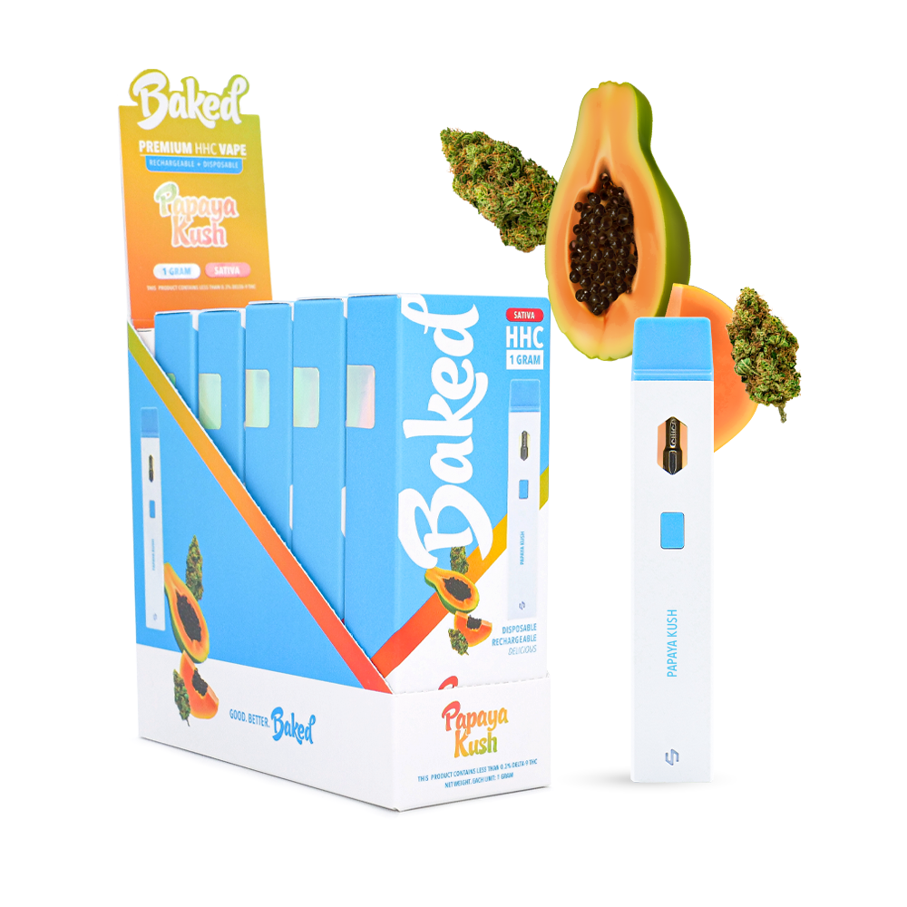 HHC Vape Pen - Papaya Kush Sativa HHC Vape - Baked HHC - DistroMike Wholesale 5 Pack