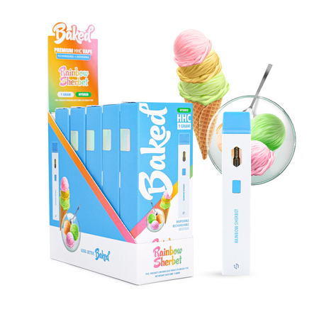 HHC Vape Pen - Rainbow Sherbet Hybrid HHC Vape - Baked HHC - DistroMike Wholesale 5 Pack