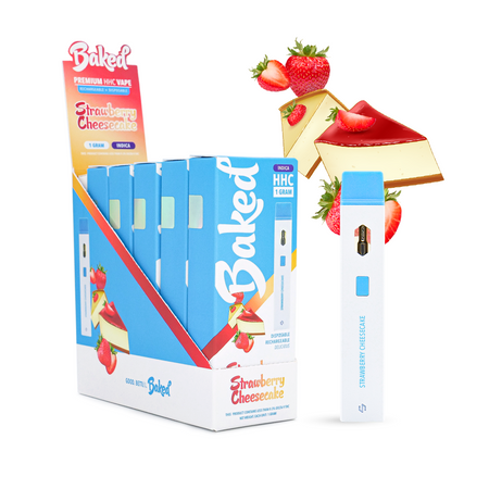 HHC Vape Pen - Strawberry Cheesecake Indica Vape - Baked HHC - DistroMike Wholesale 5 Pack