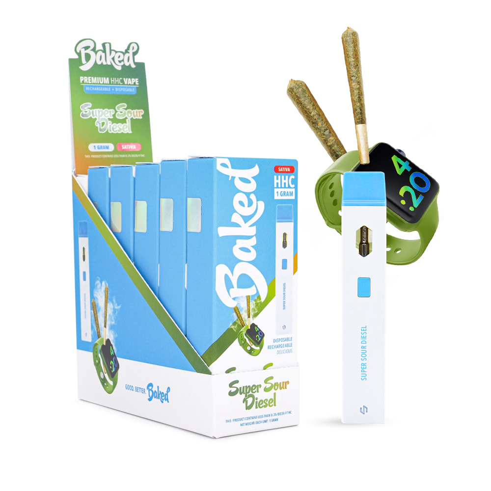 HHC Vape Pen - Super Sour Diesel Sativa Vape - Baked HHC - DistroMike Wholesale 5 Pack
