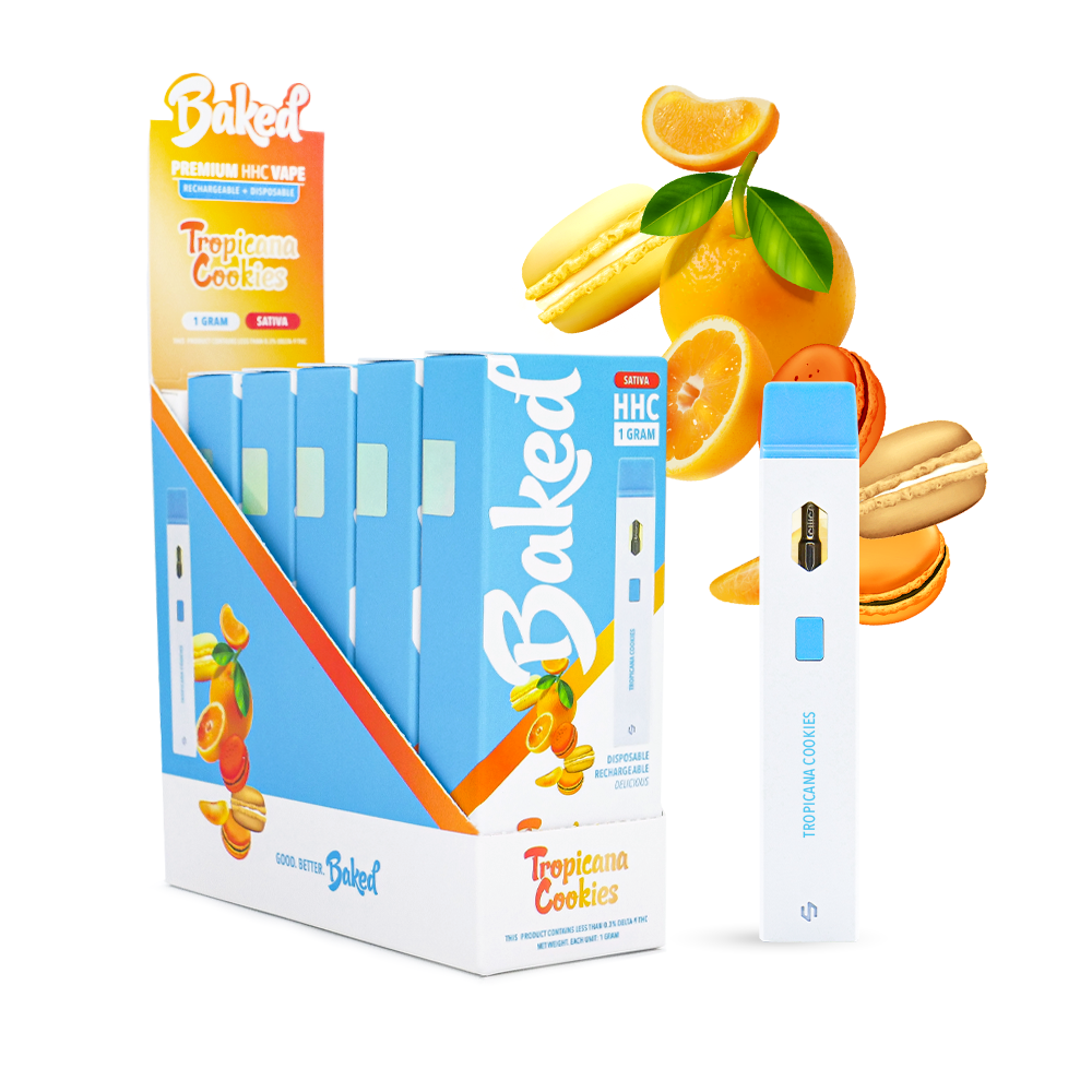HHC Vape Pen - Tropicana Cookies Sativa Vapes - Baked HHC - DistroMike Wholesale 5 Pack