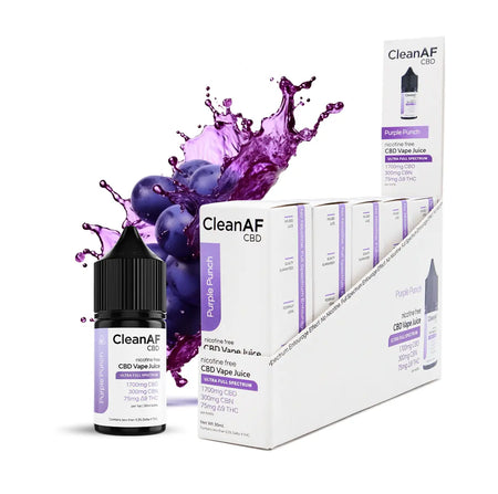 Purple Punch CBD Vape Juice 5 Pack CleanAF CBD - DIstroMike Wholesale