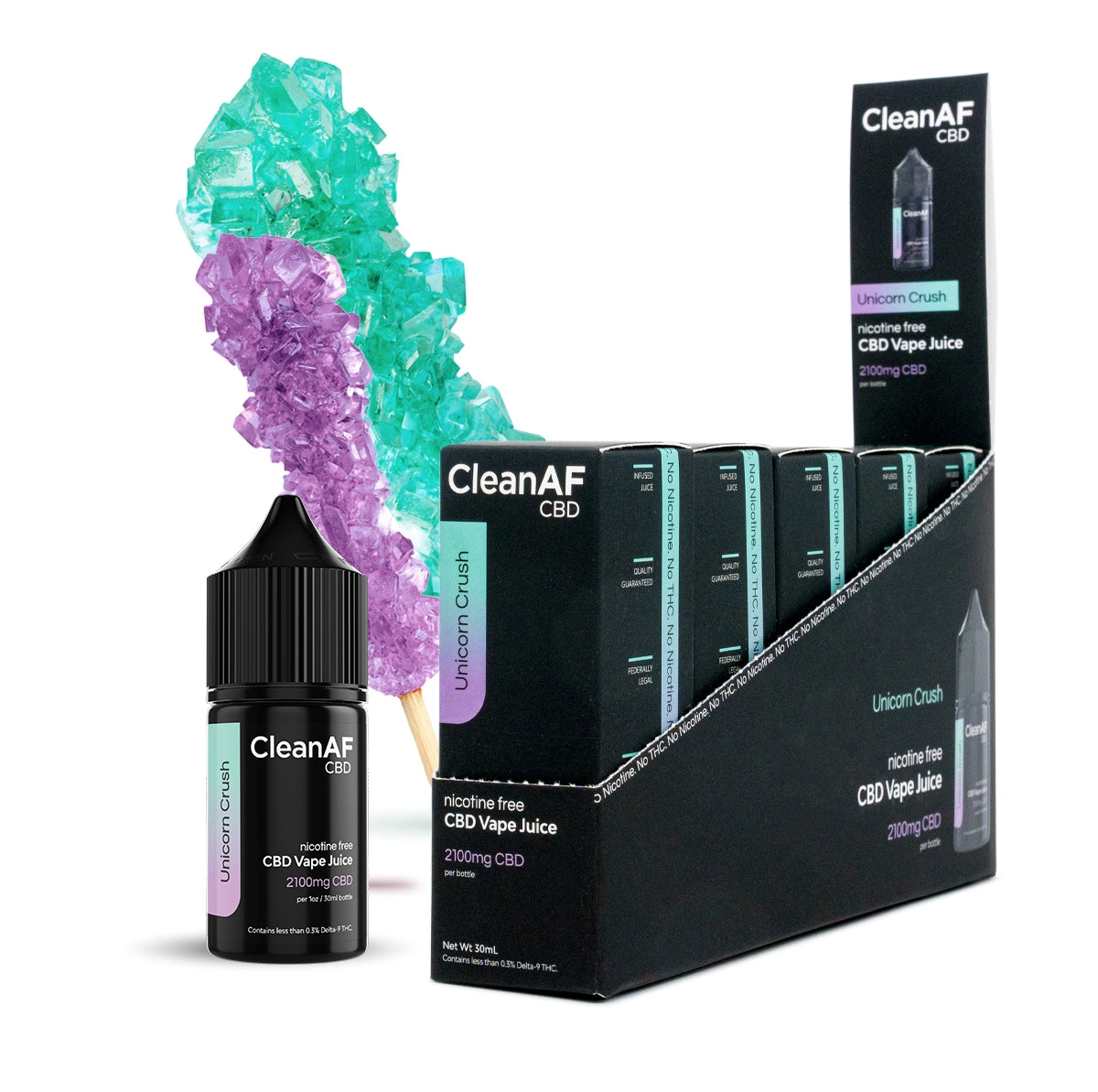 Unicorn Crush CBD Vape Juice - 5 Pack - CleanAF CBD - DistroMike Wholesale