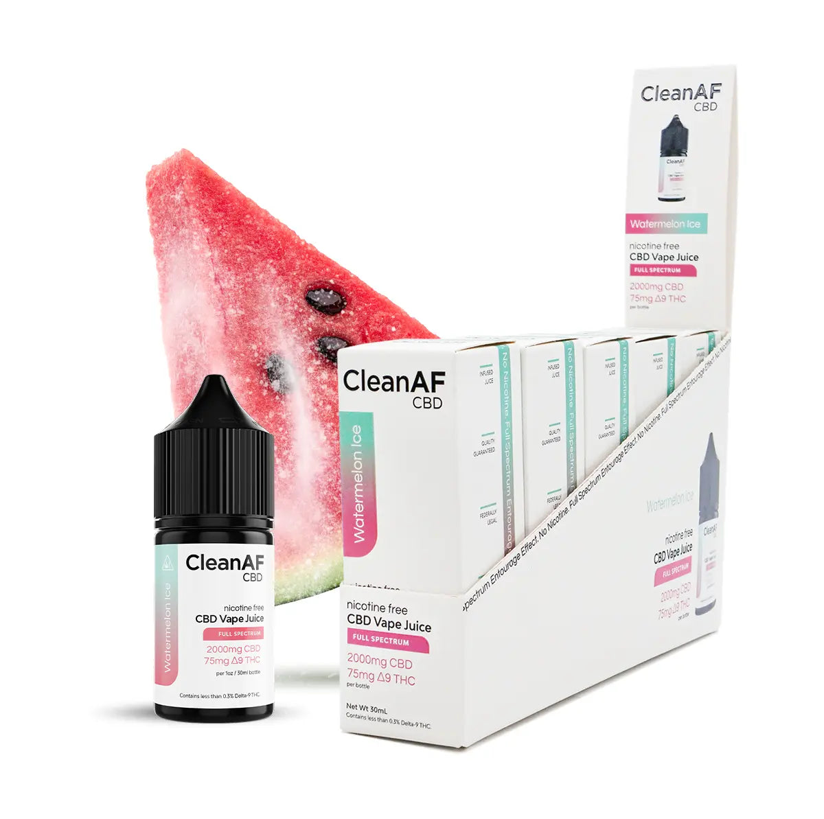 Watermelon Ice THC Vape Juice - CleanAF CBD - 5 Pack