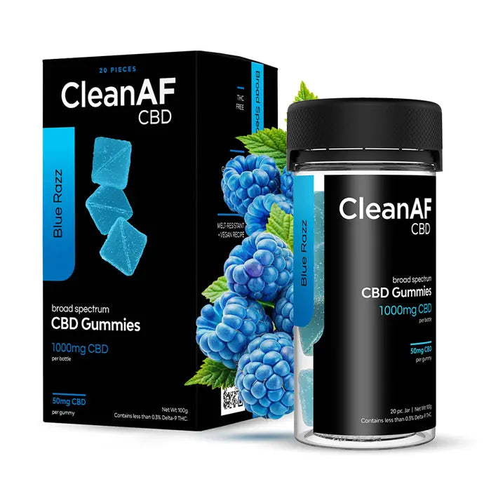 Blue Razz CBD gummies - CleanAF CBD - DistroMike Wholesale