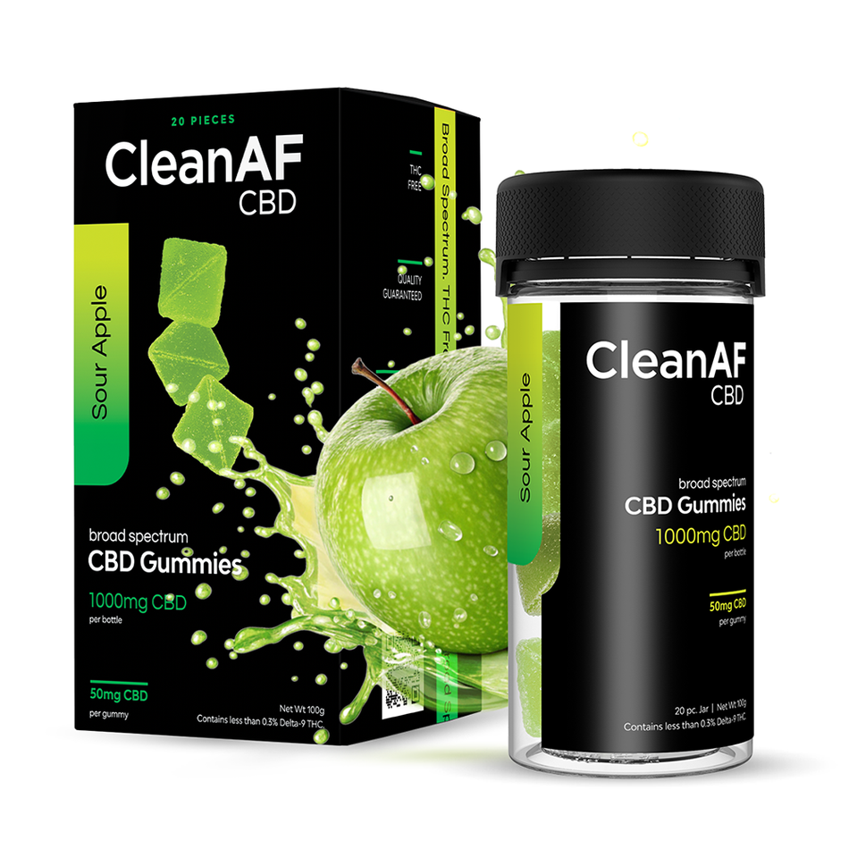 CBD green apple gummies - CleanAF CBD - DistroMike Wholesale