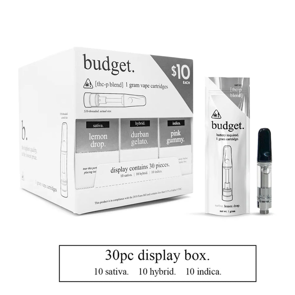 THCP Vape Cart Variety Pack - Budget Weed Carts - THC vape cartridges. Durban Gelato Lemon Drop and Pink Gummy Vapes